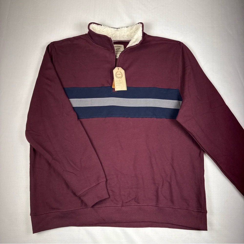 Men’s Victory Outfitters 2XL Long Sleeve Fleece Collar Sweater Burgundy NWT❄️